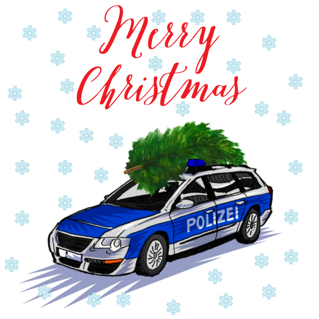 Police Car Christmas 5er Set Weihnachtskarten - Polizeimemesshop